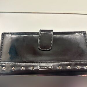 Coach Glossy Black Leather Clutch